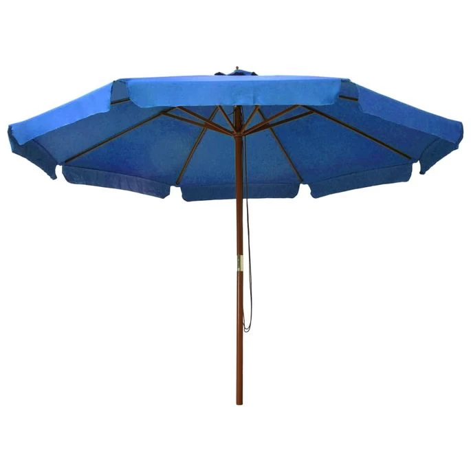 Parasol Avec Mât En Bois 330 Cm Bleu Azuré – Image 3
