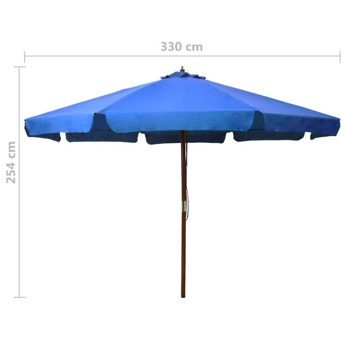 Parasol Avec Mât En Bois 330 Cm Bleu Azuré – Image 5