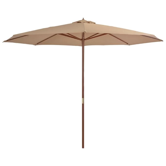 Parasol Avec Mât En Bois 350 Cm Taupe