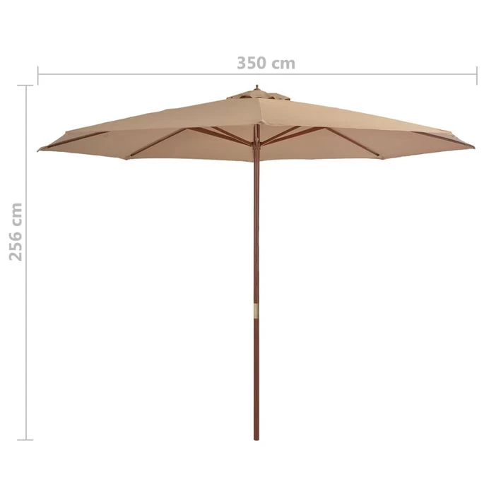 Parasol Avec Mât En Bois 350 Cm Taupe – Image 4