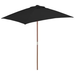 Parasol D'extérieur Avec Mât En Bois Noir 150x200 Cm
