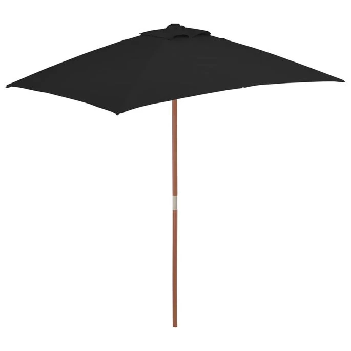 Parasol D'extérieur Avec Mât En Bois Noir 150x200 Cm