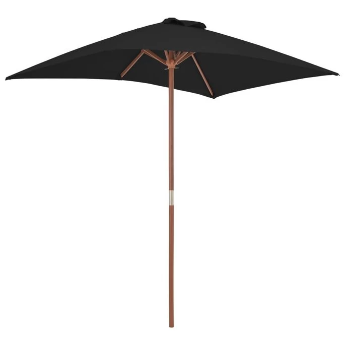 Parasol D'extérieur Avec Mât En Bois Noir 150x200 Cm – Image 3