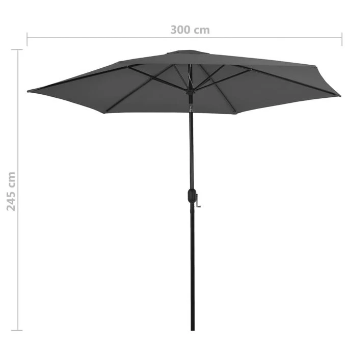 Parasol D'extérieur Avec Poteau En Métal 300 Cm Anthracite – Image 7