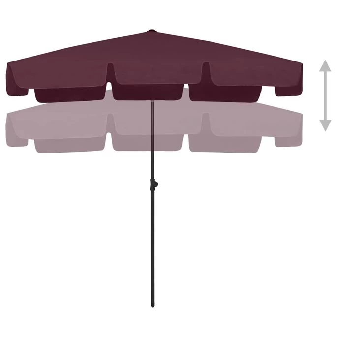 Parasol De Plage Rouge Bordeaux 200x125 Cm – Image 5