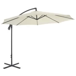 Parasol En Porte-à-faux Avec Poteau En Acier 300 Cm Sable