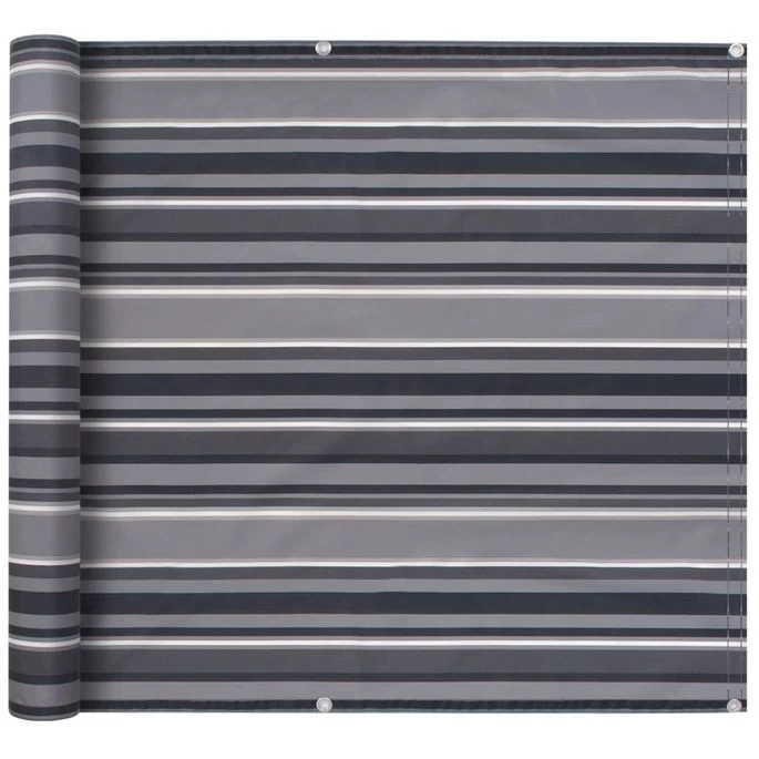 Paravent De Balcon Tissu Oxford 90 X 600 Cm Bande Gris