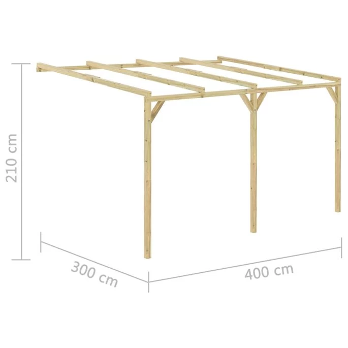 Pergola à Appentis 4 X 3 X 2,1 M Bois – Image 5