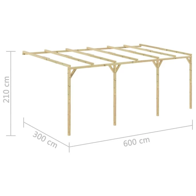Pergola à Appentis 6 X 3 X 2,1 M Bois – Image 5