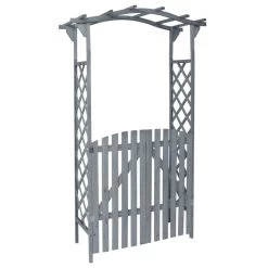 Pergola Avec Portail Gris 120x60x206 Cm Bois De Sapin Massif