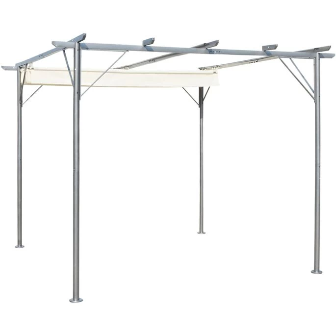 Pergola Avec Toit Réglable 3 X 3 M Acier Blanc Crème