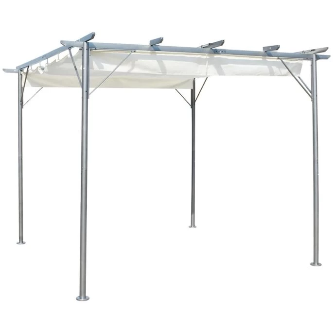 Pergola Avec Toit Réglable 3 X 3 M Acier Blanc Crème – Image 4