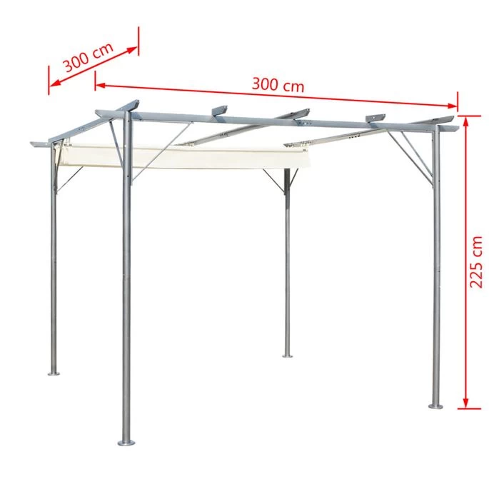 Pergola Avec Toit Réglable 3 X 3 M Acier Blanc Crème – Image 7