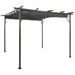 Pergola Avec Toit Rétractable Anthracite 3x3 M Acier 180 G/m²