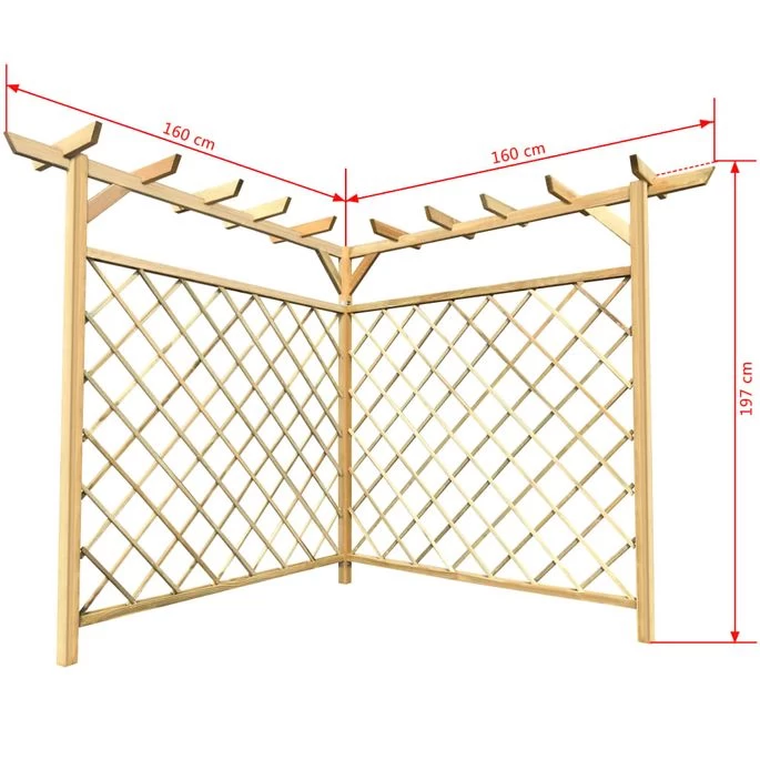 Pergola D'angle 160 X 160 X 197 Cm Bois De Pin Imprégné – Image 3