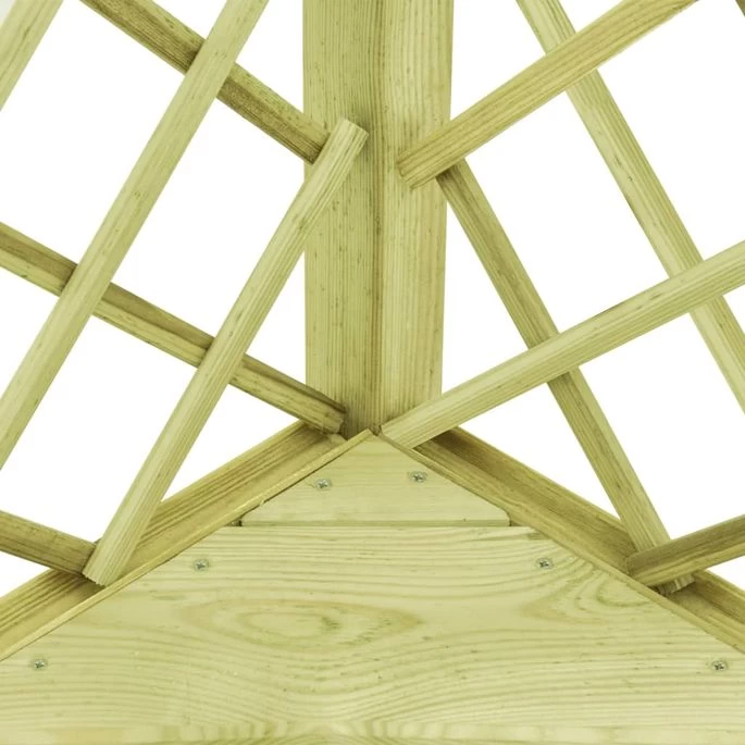 Pergola D'angle Avec Siège 130x130x197 Cm Pin Imprégné – Image 4