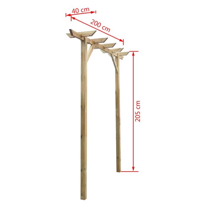 Pergola De Jardin 200 X 40 X 205 Cm Bois – Image 4