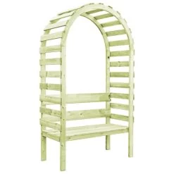 Pergola De Jardin Avec Banc 130x60x230 Cm Pin Imprégné