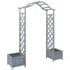 Pergola Et Pot De Fleurs Gris 180x40x205cm Bois De Sapin Massif
