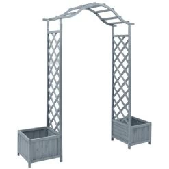 Pergola Et Pot De Fleurs Gris 180x40x205cm Bois De Sapin Massif