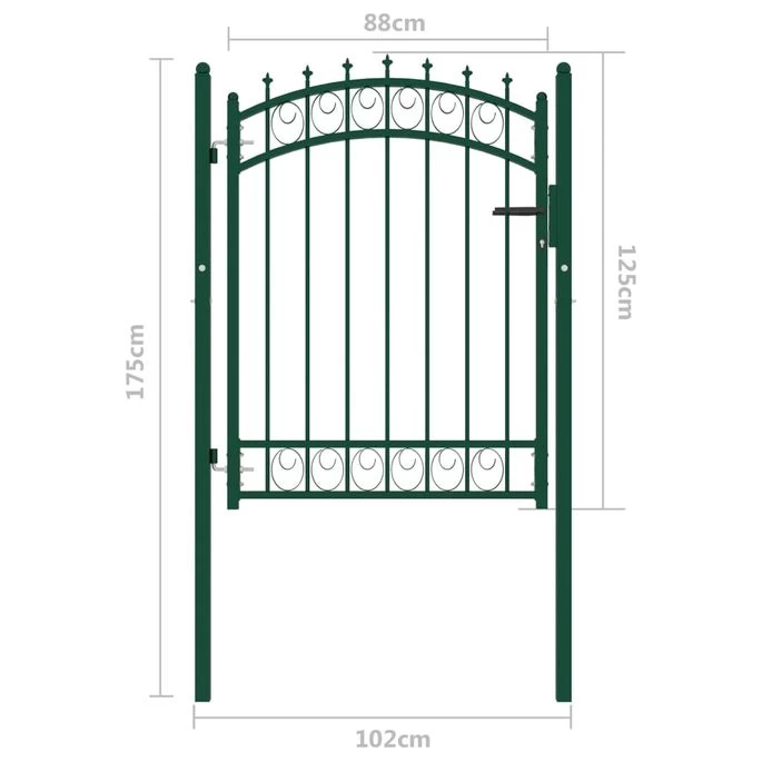 Portail De Clôture Avec Pointes Acier 100x125 Cm Vert – Image 5