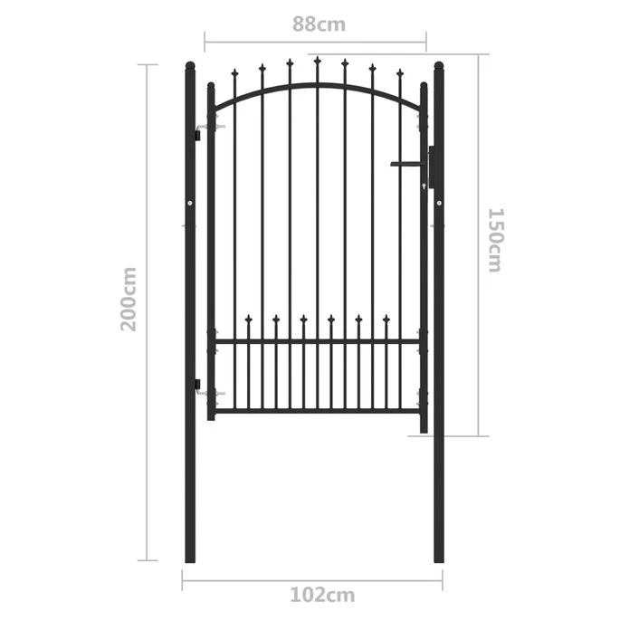 Portail De Clôture Avec Pointes Acier 100x150 Cm Noir – Image 5