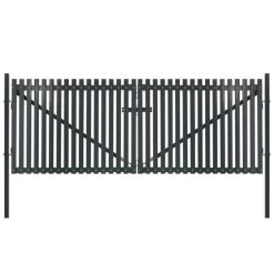Portail De Clôture Double Porte Acier 400 X 245 Cm Anthracite