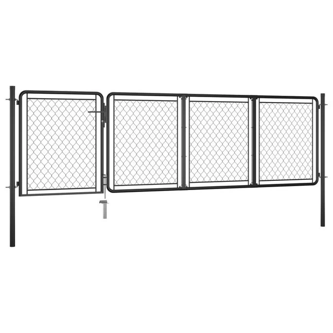 Portail De Jardin Acier 100x350 Cm Anthracite – Image 2