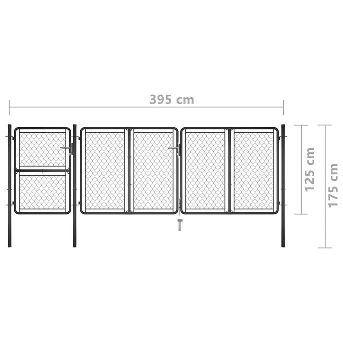 Portail De Jardin Acier 125x395 Cm Anthracite – Image 5