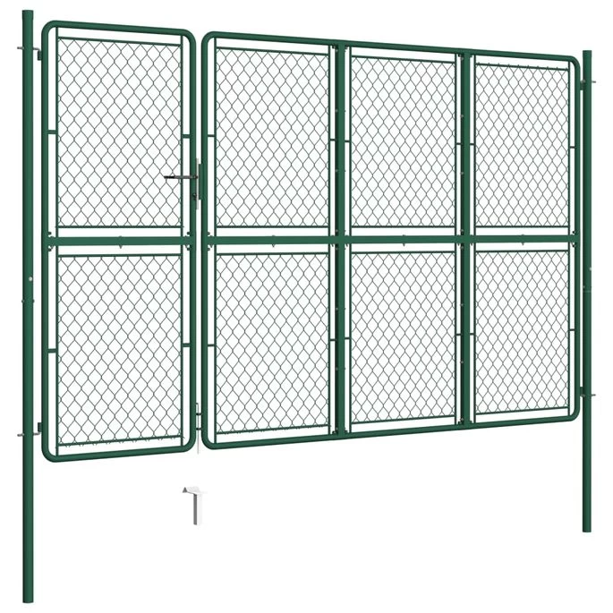 Portail De Jardin Acier 150x350 Cm Vert – Image 2