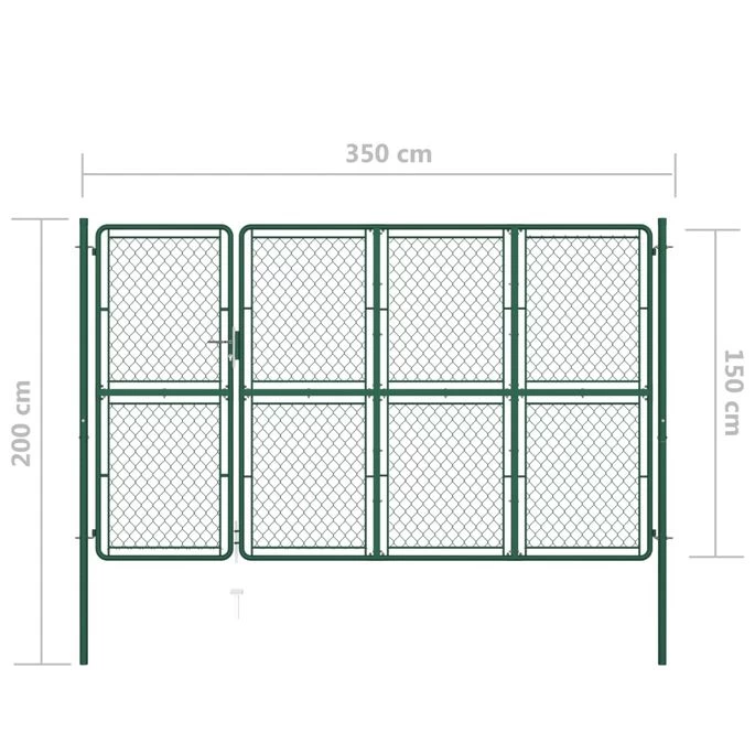 Portail De Jardin Acier 150x350 Cm Vert – Image 5