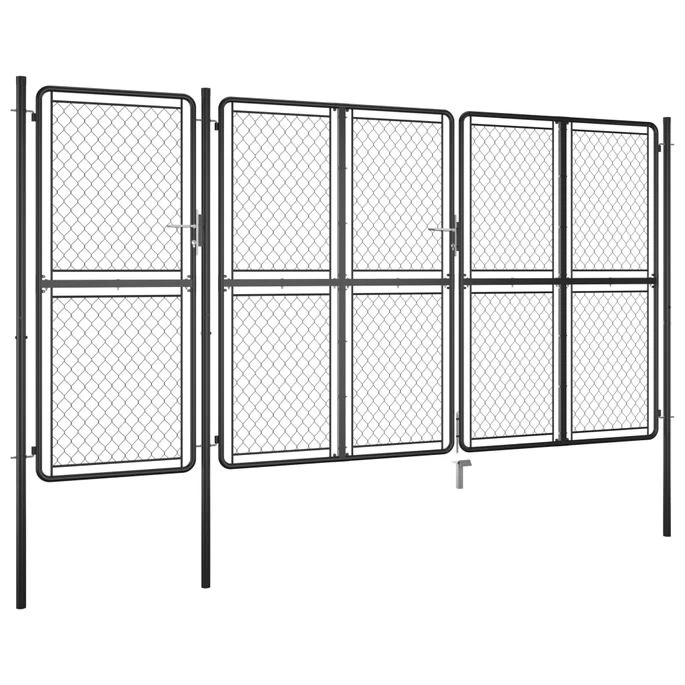 Portail De Jardin Acier 150x395 Cm Anthracite – Image 2