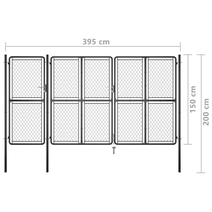 Portail De Jardin Acier 150x395 Cm Anthracite – Image 5