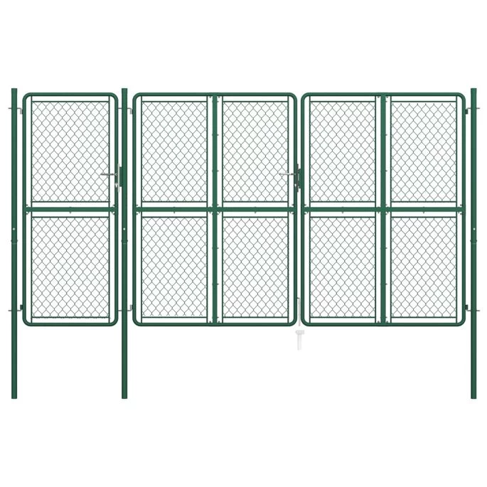 Portail De Jardin Acier 200x395 Cm Vert