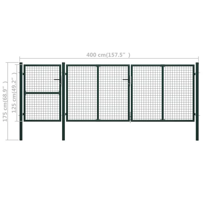 Portail De Jardin Acier 400 X 125 Cm Vert 2 – Image 5