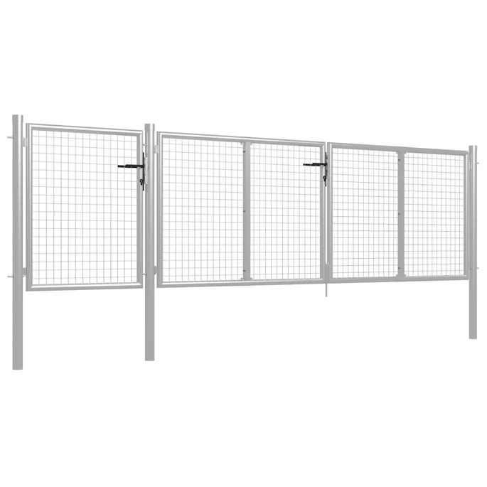 Portail De Jardin Acier 400 X 75 Cm Argenté – Image 2