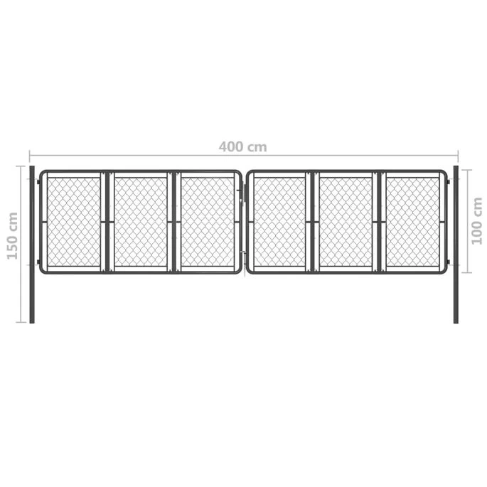 Portail De Jardin Acier 400x100 Cm Anthracite – Image 5