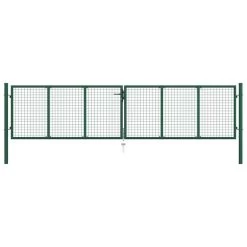 Portail En Treillis De Jardin Acier 400 X 125 Cm Vert