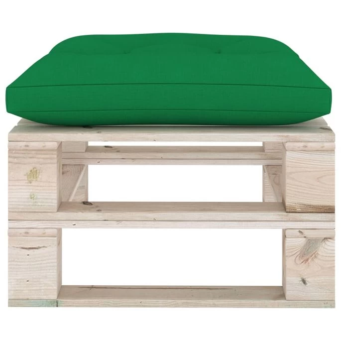 Repose-pied Palette De Jardin Avec Coussin Vert Bois De Pin – Image 3