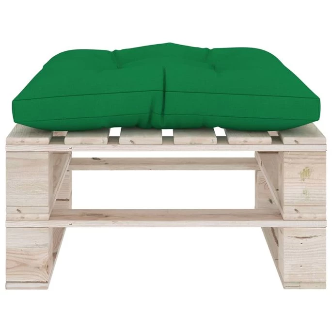 Repose-pied Palette De Jardin Avec Coussin Vert Bois De Pin – Image 4
