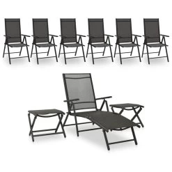Salon De Jardin 9 Pcs Noir Et Anthracite