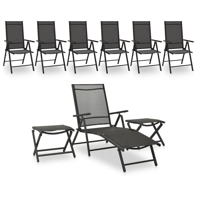 Salon De Jardin 9 Pcs Noir Et Anthracite