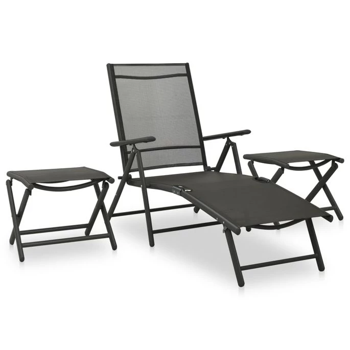 Salon De Jardin 9 Pcs Noir Et Anthracite – Image 4