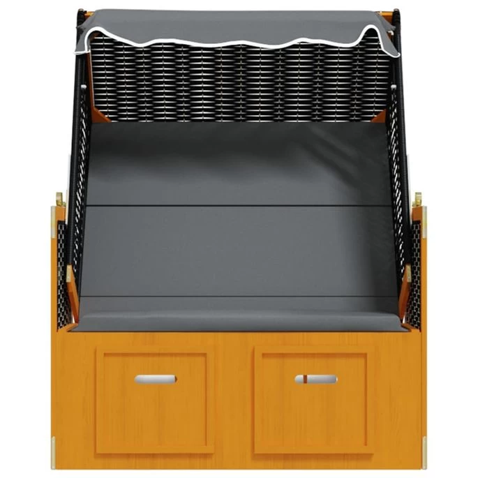 Strandkorb Avec Auvent Résine Tressée Et Bois Solide Anthracite – Image 7