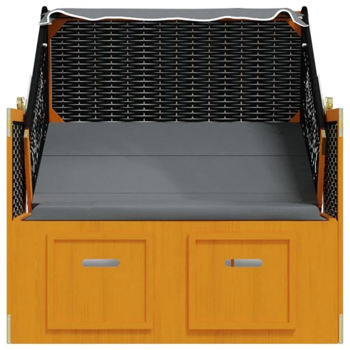 Strandkorb Avec Auvent Résine Tressée Et Bois Solide Anthracite – Image 8