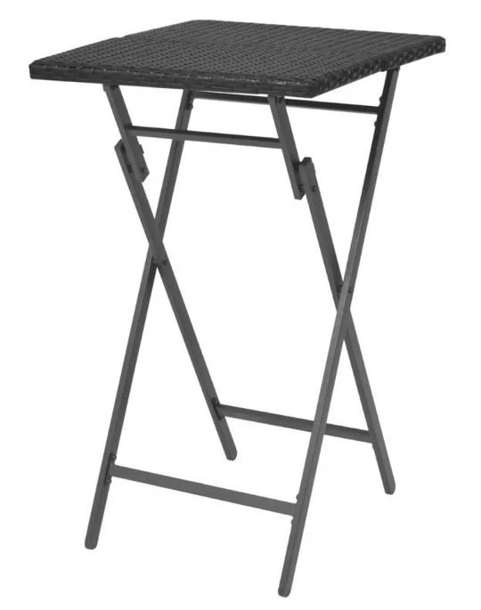 Table Bar Carrée Et 4 Chaises De Jardin Résine Tressée Noir Klark – Image 4