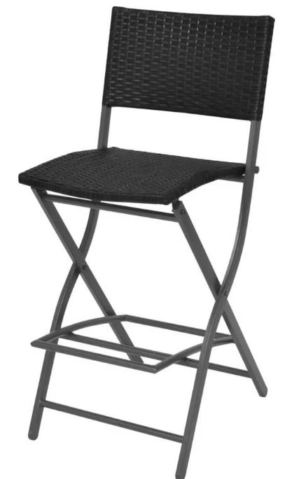 Table Bar Carrée Et 4 Chaises De Jardin Résine Tressée Noir Klark – Image 6