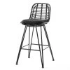 Tabouret Haut De Jardin Rotin Synthétique Et Métal Noir Ousfa