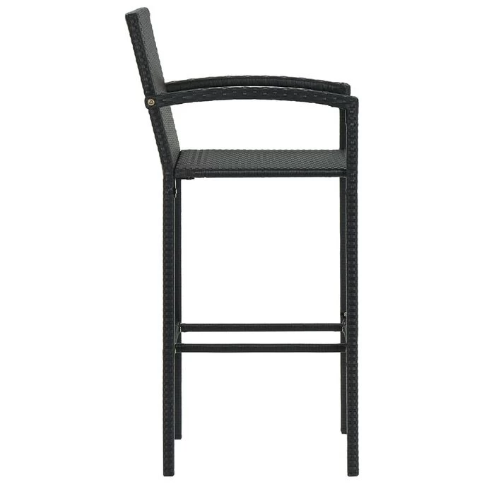 Tabourets De Bar 2 Pcs Noir Résine Tressée – Image 4