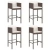 Tabourets De Bar 4 Pcs Avec Coussins Marron Résine Tressée